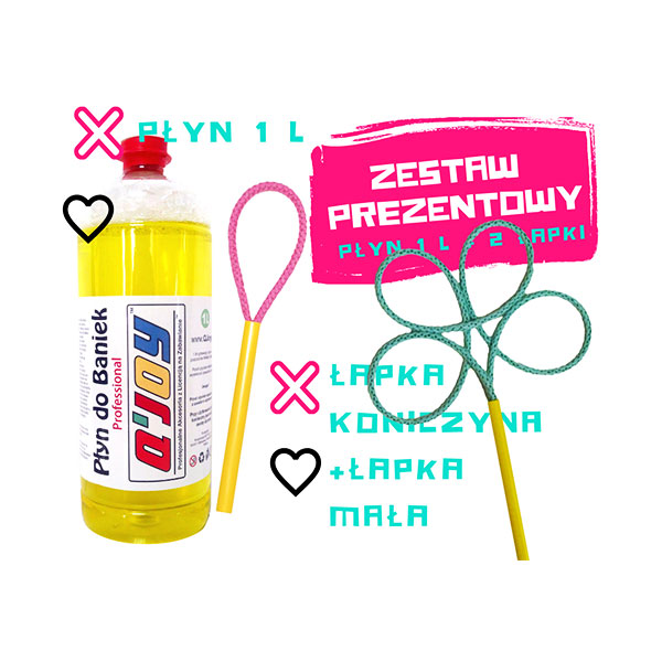 Bańki Mydlane – Płyn do baniek 1l + 2 x Obręcz do Baniek