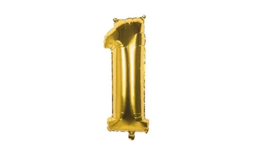 Balon Foliowy Cyfra 1 – złoty – 85 cm