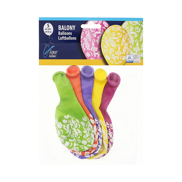 Balony z Nadrukiem – Witrażowe Liście Dekoracyjne – 5 sztuk