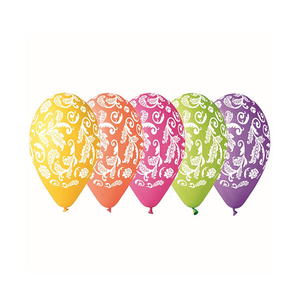 Balony z Nadrukiem – Witrażowe Liście Dekoracyjne – 5 sztuk