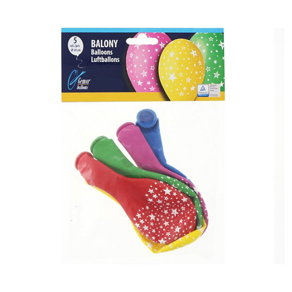 Balony Gwiazdki – Balony z Nadrukiem Gwiazdy – 5 sztuk