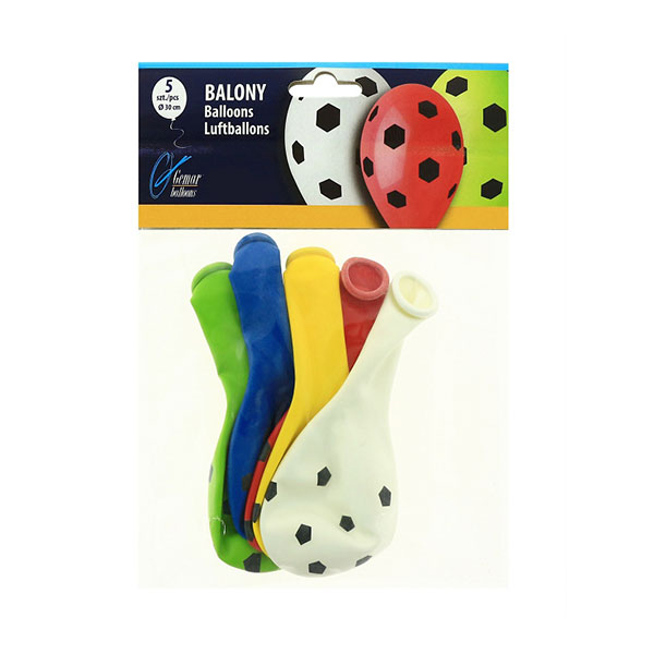 Balony Piłka nożna – Balony z Nadrukiem Football – 5 sztuk