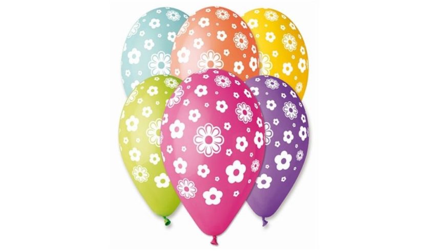 Balony Kwiatuszki – Balony z Nadrukiem Kwiatków – 25szt