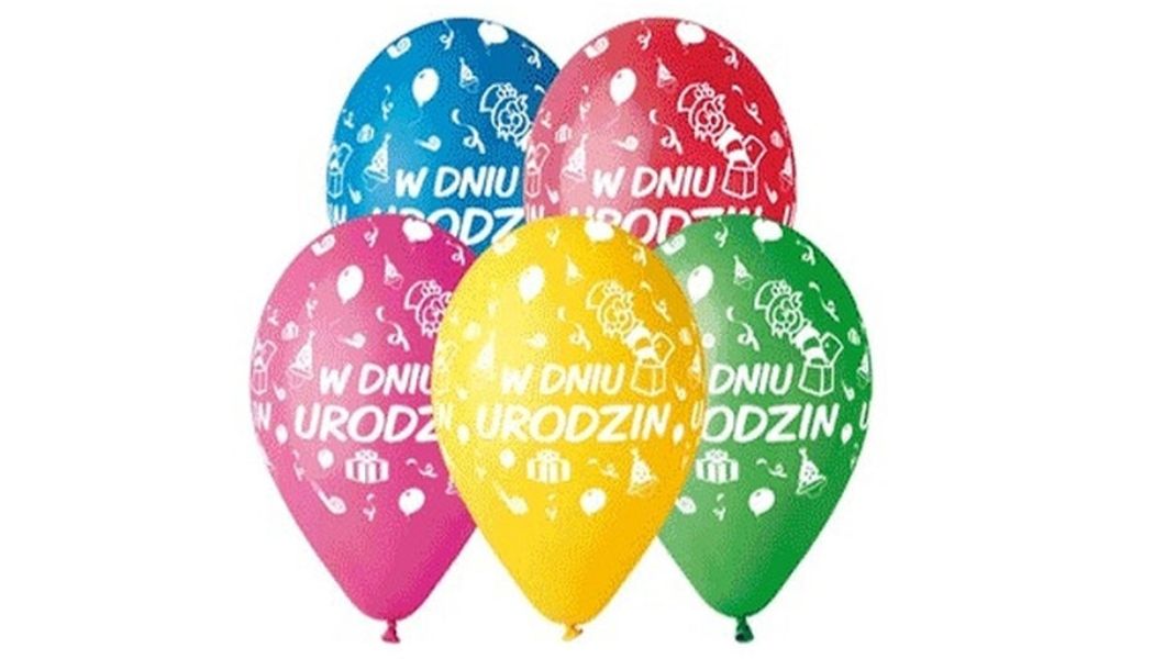 Balony Urodzinowe W dniu urodzin – Balony z Napisem – 5 szt
