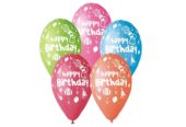 Balony Happy Birthday – Balony Urodzinowe z Nadrukiem –5 szt