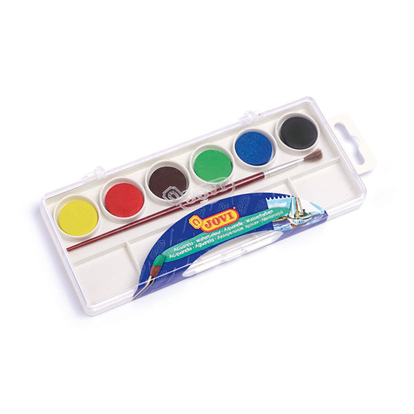 Akwarele JOVI – farby wodne – 6 kolorów i pędzelek