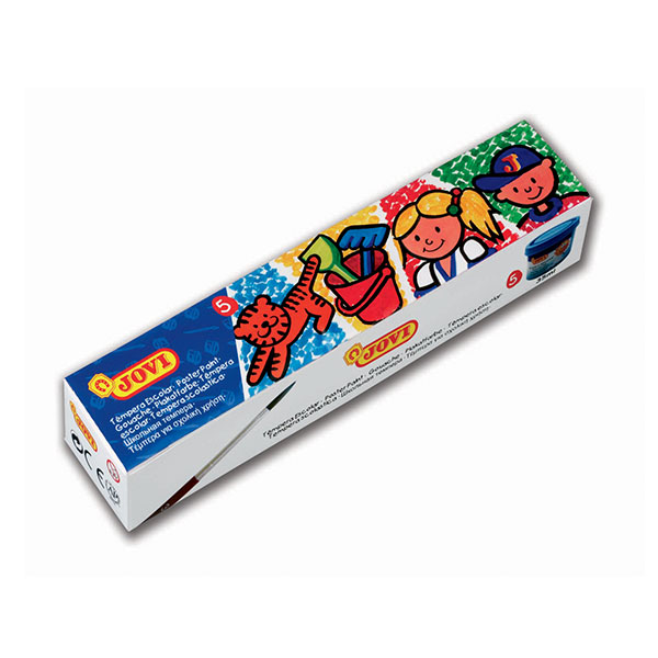 Farby plakatowe szkolne z pędzelkiem 5 kolorów