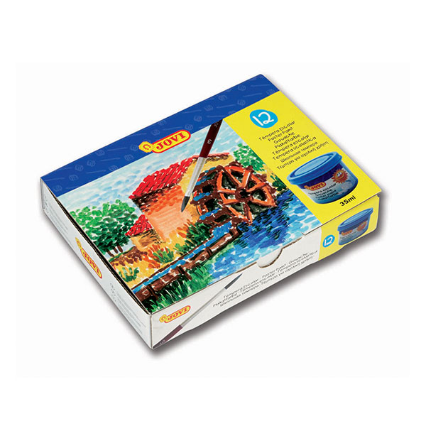 Farby plakatowe Farby Szkolne – 12 kolorów x 35 ml DUŻE