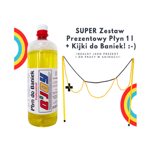 Bańki Mydlane – Płyn do baniek 1l + Kijki TRZY OCZKA
