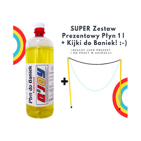 Bańki Mydlane – Płyn do baniek 1l + Kijki do baniek MEGA