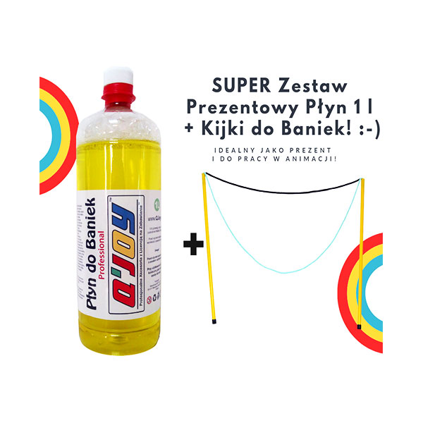 Bańkowy Zestaw – Płyn do Baniek 1L + Kijki do Baniek MEGA