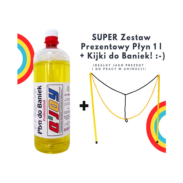 Zestaw – Płyn do Baniek 1L + Kijki do Baniek PODWÓJNE