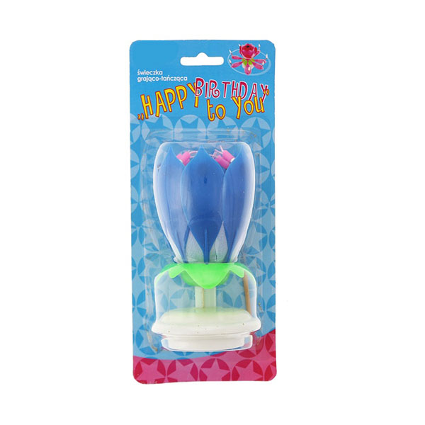 Świeczka grająco tańcząca NIEBIESKA z fontanną tortową – HIT
