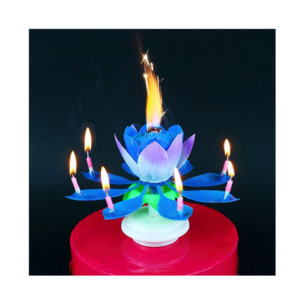 Świeczka grająco tańcząca NIEBIESKA z fontanną tortową – HIT