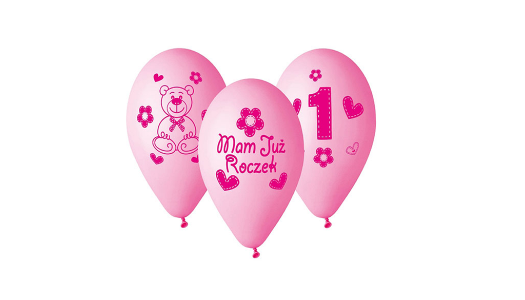 Balony Urodzinowe na Roczek dla Dziewczynki – z Nadrukiem
