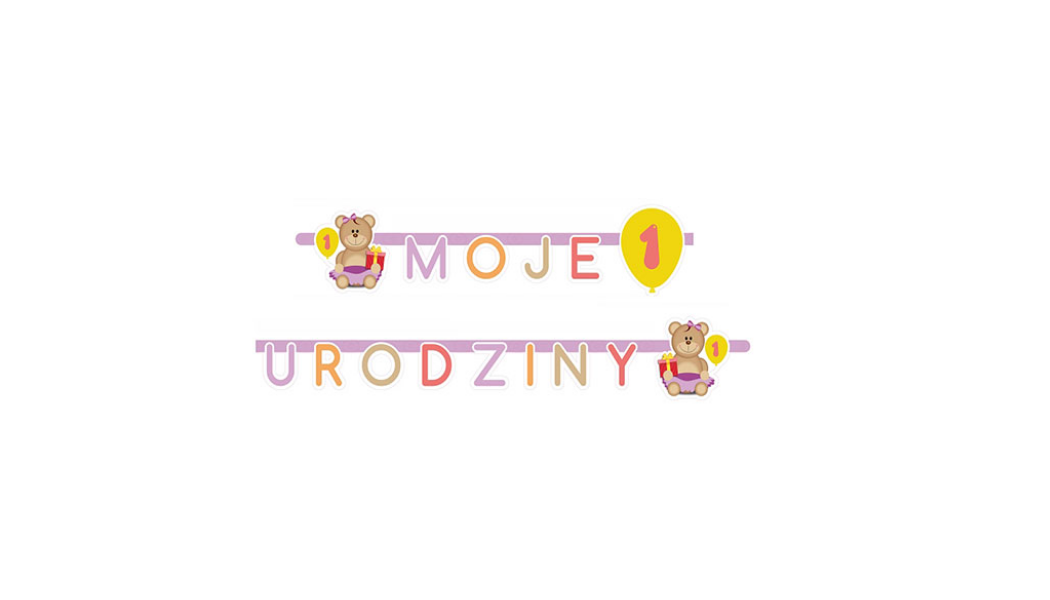 Girlanda Urodzinowa na Roczek – Girlanda Na Roczek Różowa