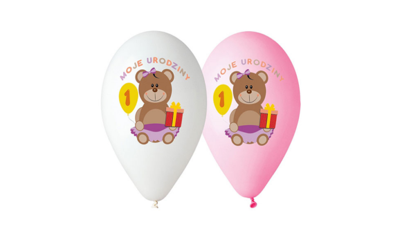 Balony na Roczek dla Dziewczynki – Balony Urodzinowe – Miś