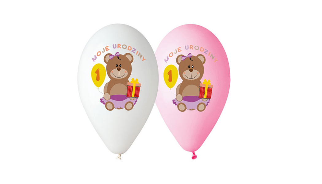 Balony na Roczek dla Dziewczynki – Balony Urodzinowe – Miś